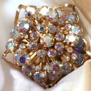 Vintage Floral Rhinestone Pin, Charming Brooch, Vintage Brooch